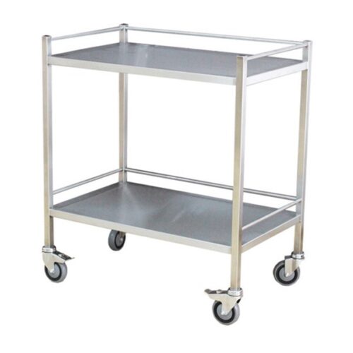 Medical Grade SS Trolley - 2 Tier Double