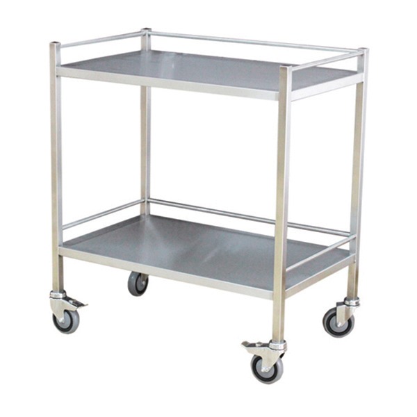 Medical Grade SS Trolley - 2 Tier Double
